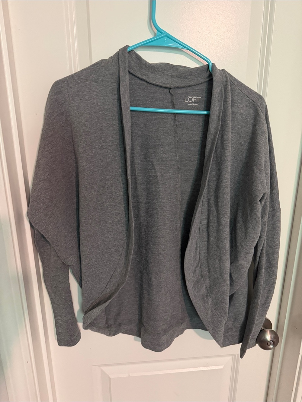LOFT Gray Open Drape Front Cardigan